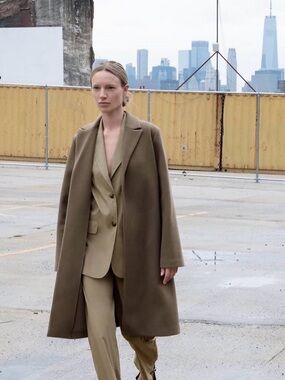Zara Brown Felt-Feel Coat